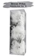 Yılbaşı Temalı Top Süs 8 cm Beyaz Peluş Gümüş Kar Tanesi 3 Parça 1804