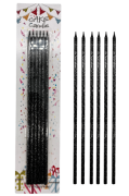 25 Cm 6'lı Siyah Parıltılı Mum