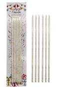 25 Cm 6'lı Beyaz Parıltılı Mum