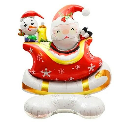 ayaklı kızaklı noel baba folyo balon 112x95 3236