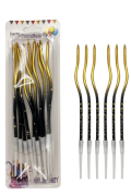 İnce mum 16 Cm Dalgalı Siyah Gold Mum 12'li