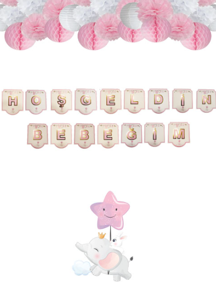 Hoşgeldin Bebeğim Pembe Gold Banner