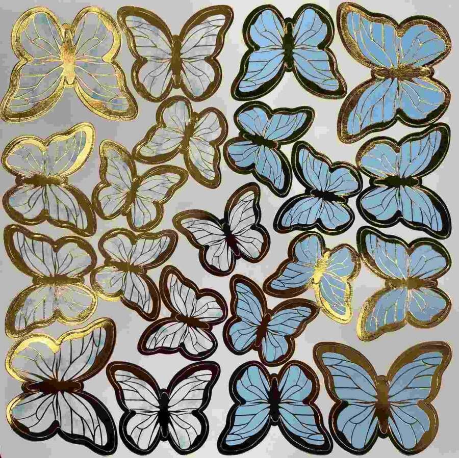 Dekoratif Kağıt Kelebek Süs Varaklı Mavi 126'lı