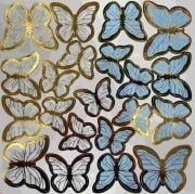 Dekoratif Kağıt Kelebek Süs Varaklı Mavi 126'lı