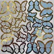 Dekoratif Kağıt Kelebek Süs Varaklı Mavi 126'lı