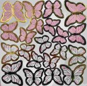 Dekoratif Kağıt Kelebek Süs Varaklı Pembe 126'lı