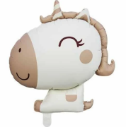 Retro Karamel Unicorn Kafa Folyo Balon