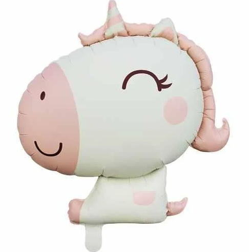 Retro Pembe Unicorn Kafa Folyo Balon