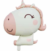 Retro Pembe Unicorn Kafa Folyo Balon