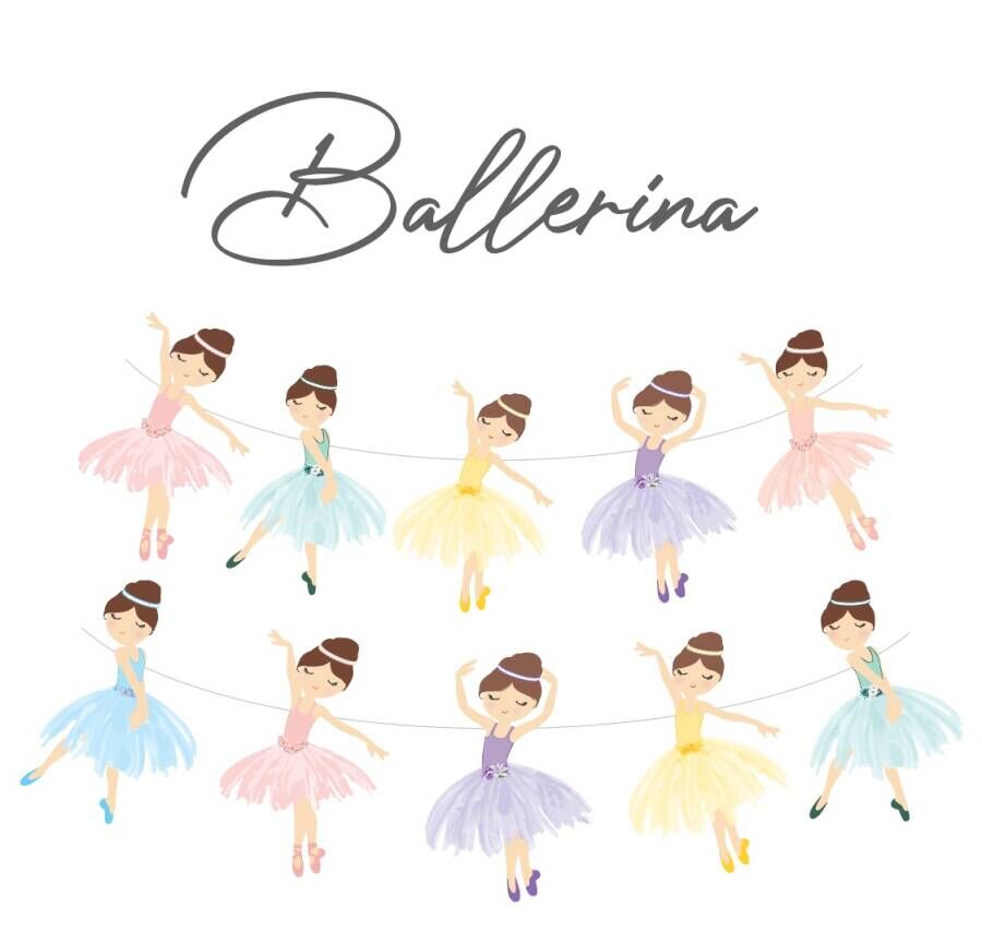 Balerin Temalı Kağıt Banner 10 Parça
