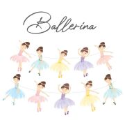 Balerin Temalı Kağıt Banner 10 Parça
