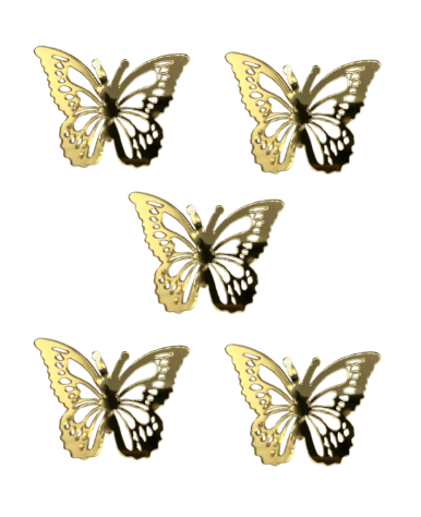 Pasta Üstü Plexi Dekor Kelebek 10 Parça Altın