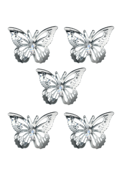 Pasta Üstü Plexi Dekor Kelebek 10 Parça Gümüş