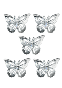 Pasta Üstü Plexi Dekor Kelebek 10 Parça Gümüş