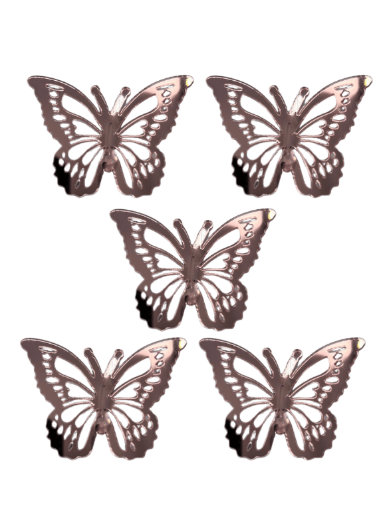 Pasta Üstü Plexi Dekor Kelebek 10 Parça Rose Gold