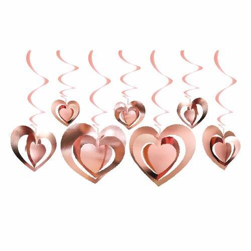 12'lu 3D Tavan Süs Kalp Rose