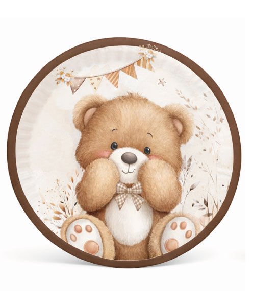 Karton Tabak Tedy Bear Temalı 23 Cm 8 Parça