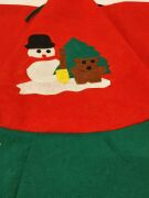 Yılbaşı Çam Ağaç Örtüsü Keçe Kırmızı Kardan Adam Figürlü 90 Cm