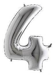 40'' Gümüş 4 Rakam Folyo Balon  100 Cm