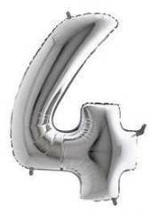 40'' Gümüş 4 Rakam Folyo Balon  100 Cm