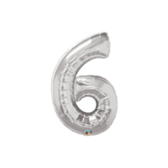 40'' Gümüş 6 Rakam Folyo Balon  100 Cm