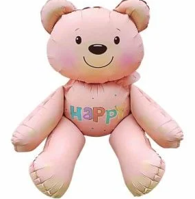 Oturan Ayı Pembe Folyo Balon 51*54,5 Cm