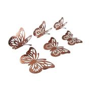 Dekoratif Kelebek 3 Boyutlu Rose Gold 12'li