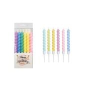 12 cm Spiral Mum Makaron Renkli 6'lı