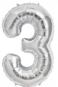 16'' Gümüş 3 Rakam Folyo Balon
