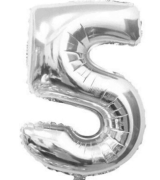 16'' Gümüş 5 Rakam Folyo Balon