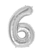 16'' Gümüş 6 Rakam Folyo Balon