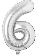 16'' Gümüş 6 Rakam Folyo Balon