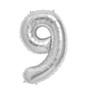 16'' Gümüş 9 Rakam Folyo Balon