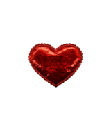 Saten Kalp Helogramlı Yapışkanlı Kalp Kırmızı 100'lü