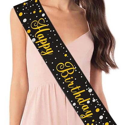 Happy Birthday Baskılı Varaklı Lüks Kuşak