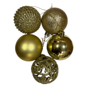 Yılbaşı Süs Asetat Kutulu Desenli Karışık 6 Cm Gold 20'li 7048