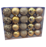 Yılbaşı Süs Asetat Kutulu Desenli Karışık 6 Cm Gold 20'li 7048