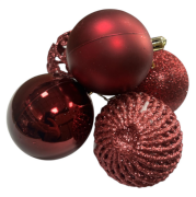 Yılbaşı Top Süs Asetat Kutulu Desenli Karışık 6 Cm Bordo 20'li 7048