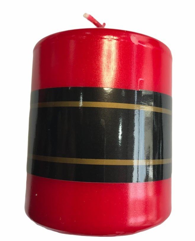 Varaklı Silindir Mum Çap 6 cm - Uzunluk 6 cm Kırmızı