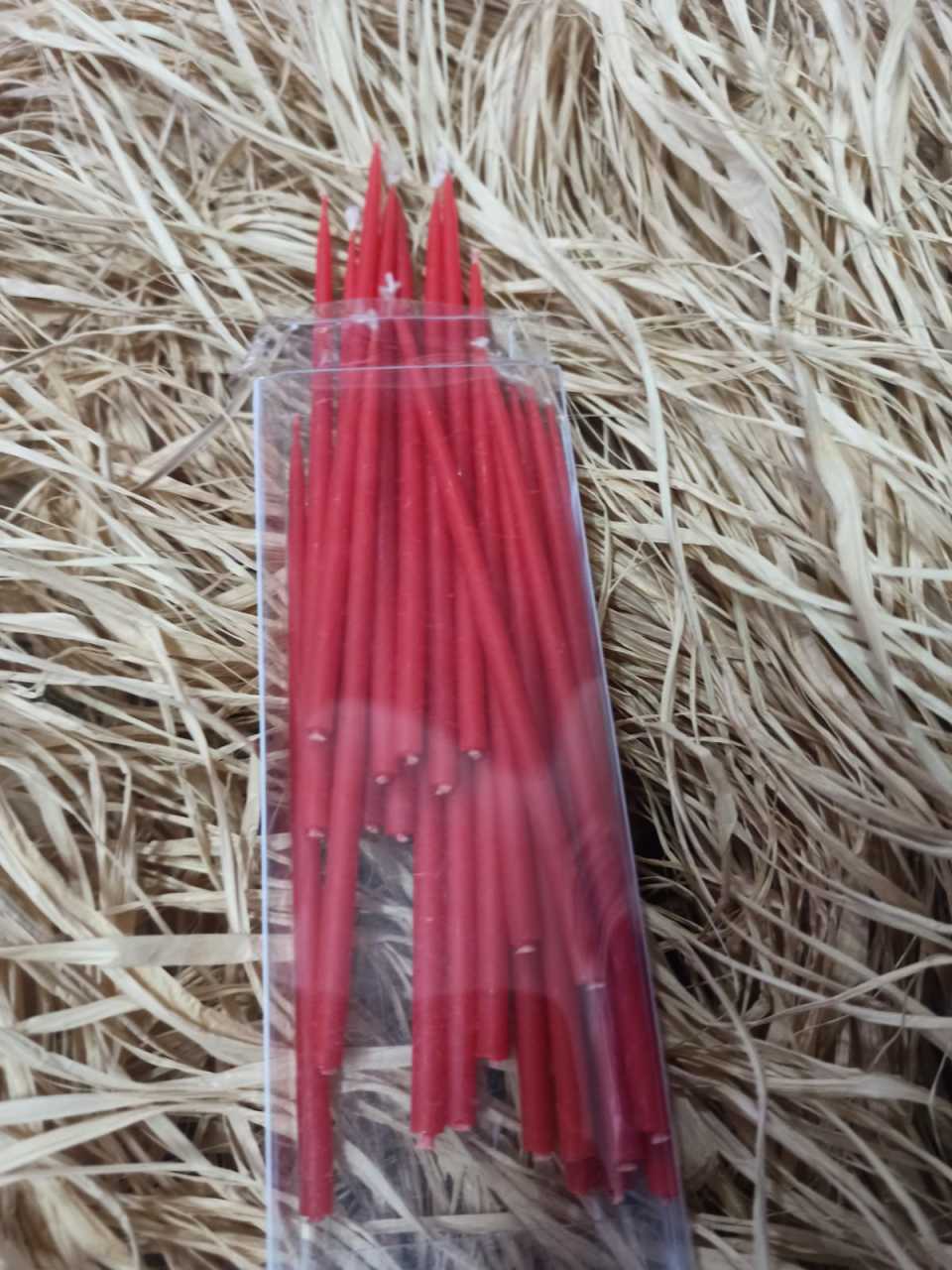 20 Li İnce Pasta Mumu Kırmızı 15 cm