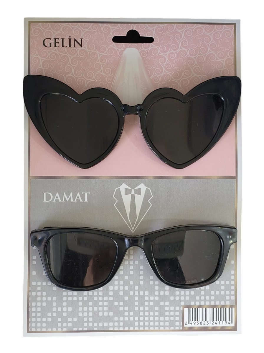 Gelin Damat Gözlük Siyah Set