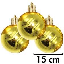 Yılbaşı Top Süs 15 cm Asetat Kutulu Parlak Gold 3'lü 2866