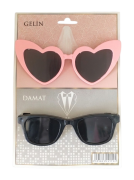 Gelin Damat Gözlük Pembe Siyah Set