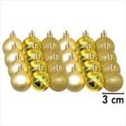 Yılbaşı Top Süs Asetat Kutulu 3 Cm Simli Mat Parlak Gold 24'lü 7154