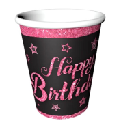 Pink Stars Happy Birthday Bardak 8 Adet