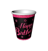 Pink Stars Happy Birthday Bardak 8 Adet
