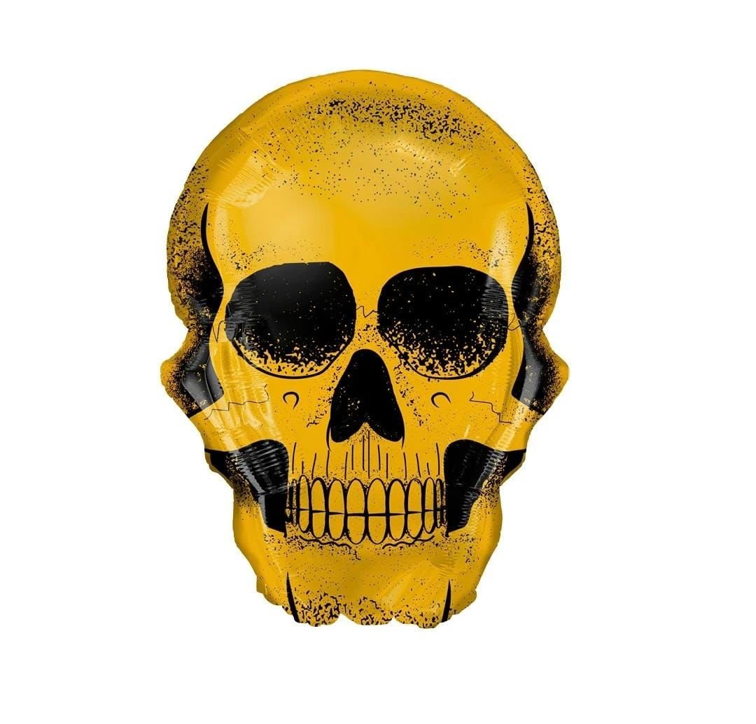 Sarı Kuru Kafa Folyo Balon 55*75 cm