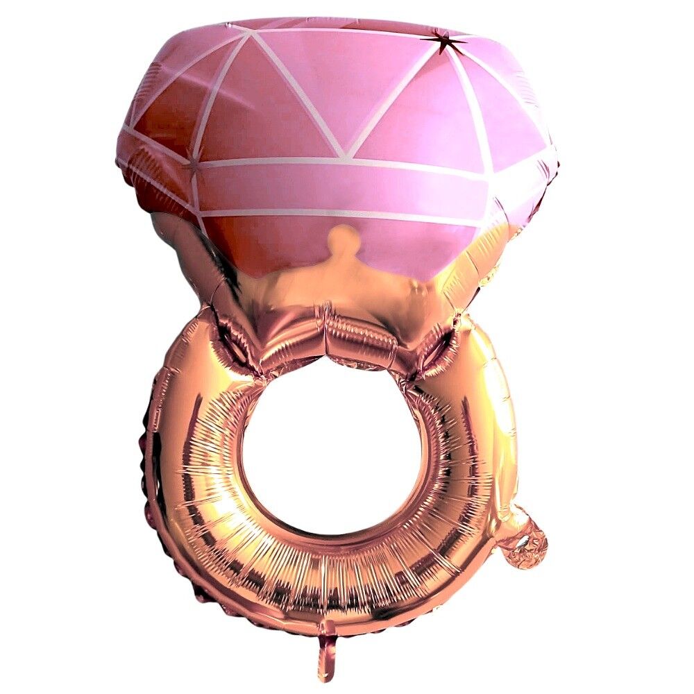 Tek Taş Pembe Yüzük Folyo Balon 46*72 Cm