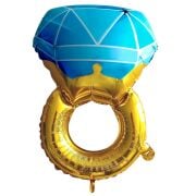 Tek Taş Mavi Yüzük Folyo Balon 46*72 Cm