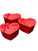 Sevgililer Günü Kalp Kutu 3'lü Kırmızı Kalp ve Love Baskılı 12535